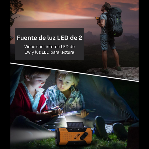 Radio Meteorológica A1 - NOAA, Power Bank, Alarma SOS